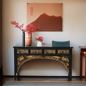 中式古典老家具古董金漆木雕玄关台怀旧复古玄关桌条台佛桌供桌