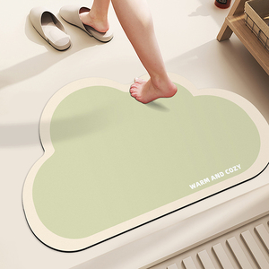 浴室地垫云朵状异形硅藻泥吸水速干卫生间防滑门口耐脏易清洗脚垫