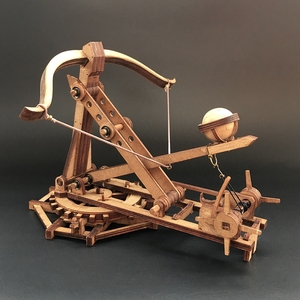 旋转式投石机古代战车古战车模型投石车攻城车木质立体拼图作业