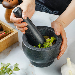 石臼家用天然石捣蒜泥器厨房捣臼手动捣碎器家用研磨器捣蒜器石臼