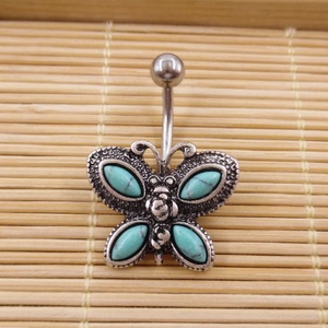 流行脐环脐钉粗针防过敏小蝴蝶脐环舞者肚脐眼饰品肚脐环脐扣
