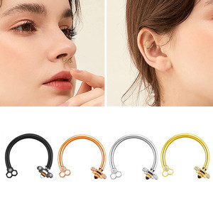 蜜蜂钛钢马蹄环鼻中隔鼻环鼻圈耳骨环唇环欧美潮流时尚穿刺饰品