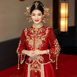 秀禾服女新娘2022年新款中式婚服结婚敬酒服龙凤褂嫁衣凤冠霞帔夏