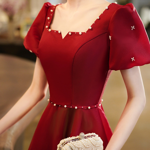 敬酒服新娘高级感设计感红色纱裙小个子订婚结婚礼服女连衣裙夏季