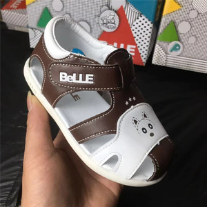 2021百丽夏季凉鞋宝宝婴幼儿皮凉鞋男童学步鞋包头软底沙滩鞋稳步