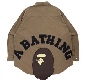 bape 猿人字母猿头潮款宽松衬衫 日本代购washed loose fit shirt