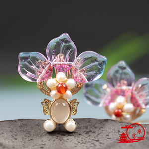 广寒宫原创鱼幼薇简约头饰古风配饰金鱼小发钗u型发簪汉服发饰女