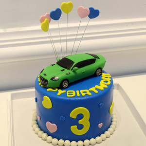 绿色小汽车 私人定制创意手工艺术烘焙生日蛋糕深圳同城免费配送