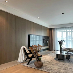 木饰面板免漆科定板实木贴皮护墙uv板背景墙kd饰面木板意式极简风