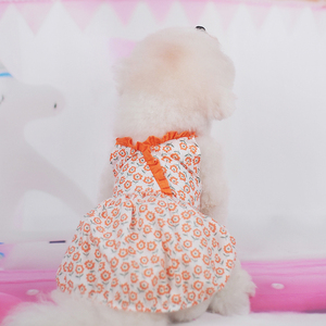 宠物狗狗衣服春装小型犬泰迪比熊博美幼犬夏季可爱花朵吊带裙宠趣