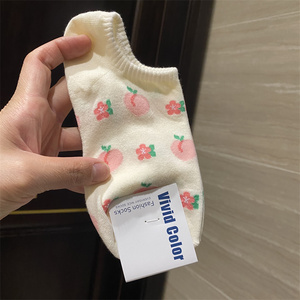 vividcolor韩国夏季船袜东大门甜美卡通花朵水果桃子不掉跟隐形袜