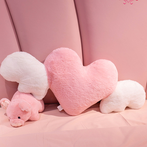 粉色爱心抱枕女生睡觉枕头毛绒玩具可爱带翅膀玩偶靠枕粉红公仔