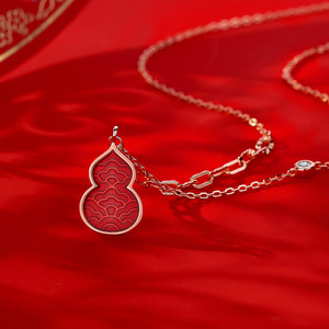 红色葫芦项链纯银