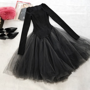 lin化身黑天鹅 重工叠纱仙仙连衣裙 纽约买手高定蓬蓬黑色纱裙