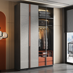 现代简约卧室家用衣柜北欧风格轻奢板式衣橱定制柜子四门大衣柜