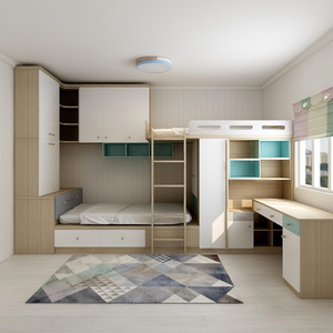 联一家具交错式上下床高低床衣柜一体小户型儿童房间整体全屋定制