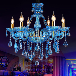 欧式田园客厅厅ktv酒吧水晶吊灯地中海天蓝色漫咖啡玄关灯具