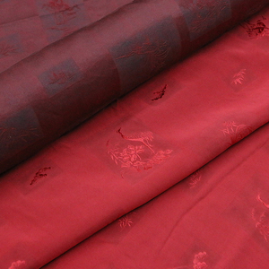【大红】国风真丝莨绸提花缎红云纱布料新中式旗袍设计师面料