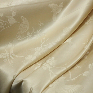 提花缎 梅花凤凰真丝提花老布料 6a真丝面料倒大袖旗袍丝绸面料