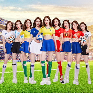 2021欧洲足球宝贝杯啦啦队服装球队性感露脐球衣套装主客场表演服