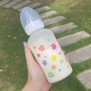 创意奶瓶吸管水杯塑料杯子女ins高颜值简约小众学生韩版可爱水瓶