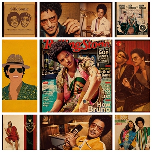 火星哥bruno mars复古牛皮纸海报壁纸墙贴装饰画宿舍超大挂画