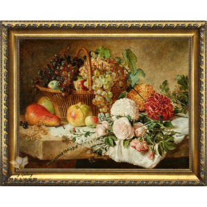 查理画廊 静物水果油画手绘 欧式玄关挂画餐厅装饰画有框画 13714