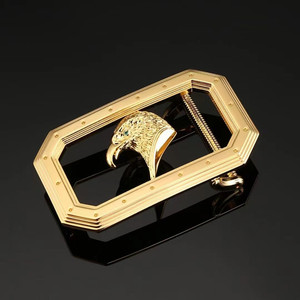 24k黄金男士皮带扣3.8宽镀真金平滑扣腰带头男款简约无钻皮带扣头