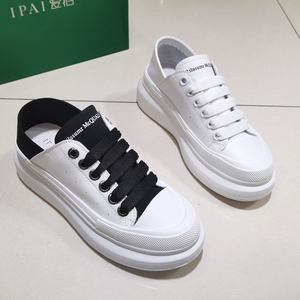 爱拍女鞋真皮小白鞋女2021秋季厚底松糕休闲板鞋两穿单鞋1c01311