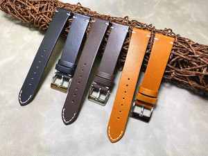 快拆方便安装手表带手工双面牛皮14mm16mm18mm20mm22mm深棕黑棕黄