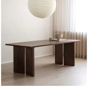 北欧全实木长条会议桌现代简约办公桌椅设计师创意洽谈原木工作台