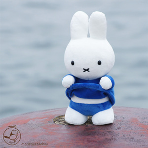 代购|日本正版 miffy 米菲兔 蓝色 露肚皮 站立 毛绒 公仔 玩偶