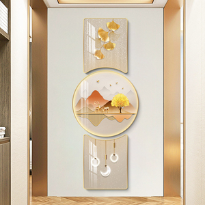 玄关装饰画现代轻奢进门墙画客厅走廊过道挂画入户正对门竖版壁画