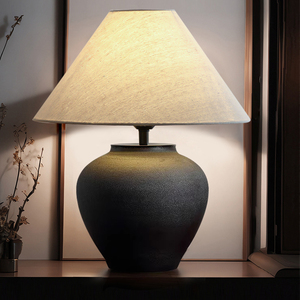 日式侘寂风陶瓷罐台灯新式中式复古设计师民宿酒店客厅卧室床头灯