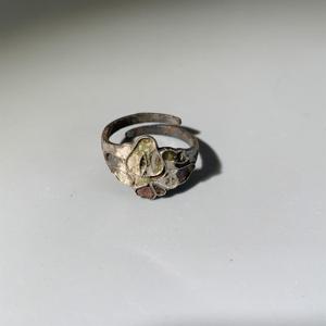 清代银戒指真品掐丝烤蓝花卉带款 古代活口指环老银器重2.3克特价