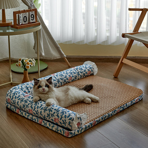 猫垫子全可拆洗夏天睡觉用凉席窝猫咪床地垫沙发睡垫狗窝宠物用品