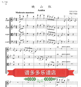 映山红  弦乐四重奏 傅庚辰原曲 谭蜜子编曲  总分谱0