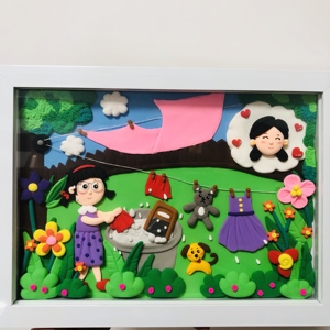 【粘土盘画框画平面画】 超轻黏土彩泥作品成品学校作业手工代做