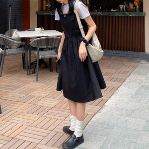 自制学院可爱风工装背带连衣裙女复古日系甜美软妹温柔复古jk长裙