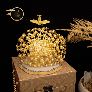 傅小菲 仿李静训闹蛾扑花冠 珍珠花朵唐制少女大款头饰汉服发饰