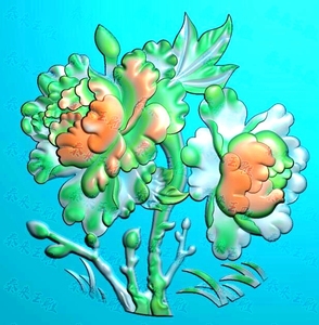 牡丹 花草 花开富贵 精雕图 浮雕玉雕灰度图 电脑雕刻 jdp bmp