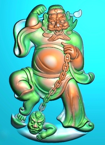 钟馗捉鬼 纳福招财迎祥 钟魁 精雕图 浮雕玉雕 电脑雕刻jdp