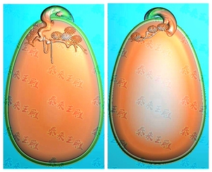 松树牌头 椭圆 平安无事牌 精雕图 浮雕玉雕灰度图 电脑雕刻 jdp