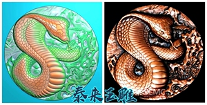 生肖 蛇 圆牌 蛇牌 精雕图 浮雕玉雕灰度图 电脑雕刻 jdp bmp