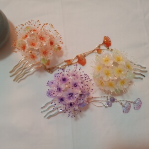 远山微云原创樱·六月雪汉服配饰发梳紫樱diy古风头饰