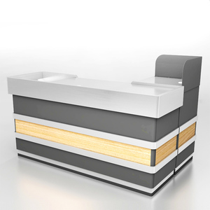 超市收银台便利店吧台精品钢木柜台简约现代商用收银桌超市家具