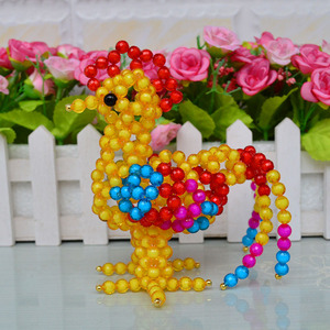 鑫源diy手工编织串珠大公鸡材料包十二生肖动物散珠地摊货源采购