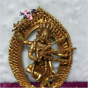 缘生佛具尼泊尔手工纯铜鎏金佛像作明佛母咕噜咕咧拉姆日吉玛5寸