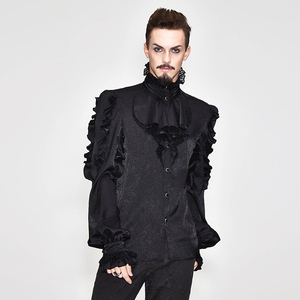 钢铁老爷哥特英伦衬衫男港风长袖领花宴会衬衣复古舞台演出服礼服