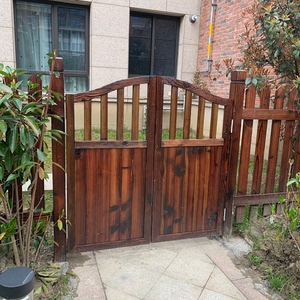 户外木质防腐木门木栅栏园艺双开门篱笆门菜园院子门木围栏花园门